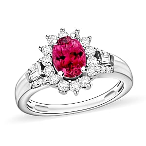 Luxoro Premium Ouro Fino Rubellite and G-H I1 Diamond 1.20 ctw Ring in 14K White Gold (Size 10.0)
