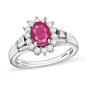 Luxoro Premium Mozambique Ruby and G-H I1 Diamond 1.50 ctw Ring in 14K White Gold (Size 10.0) (Del. in 10-12 Days)