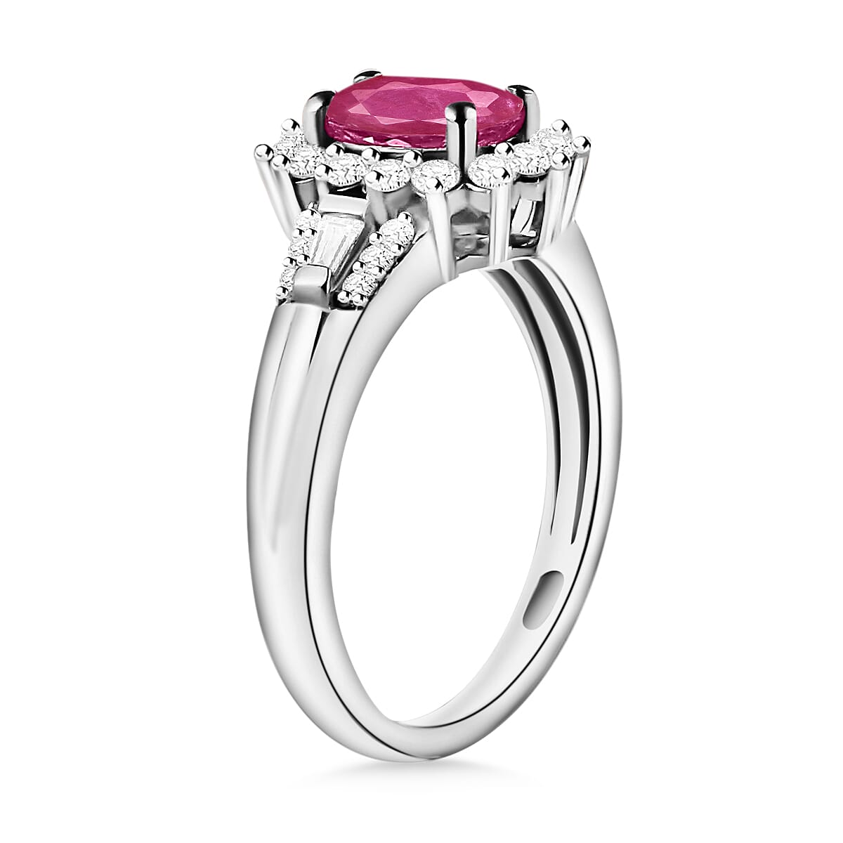 Luxoro Premium Mozambique Ruby and G-H I1 Diamond 1.50 ctw Ring in 14K White Gold (Size 10.0) (Del. in 10-12 Days) image number 2