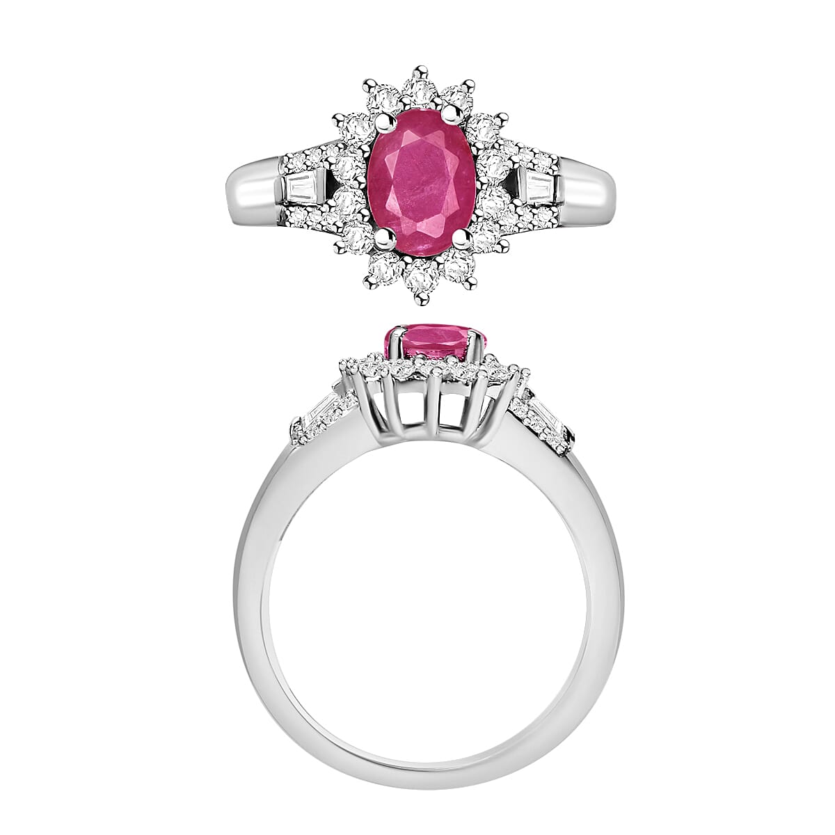 Luxoro Premium Mozambique Ruby and G-H I1 Diamond 1.50 ctw Ring in 14K White Gold (Size 4.5) (Del. in 10-12 Days) image number 3