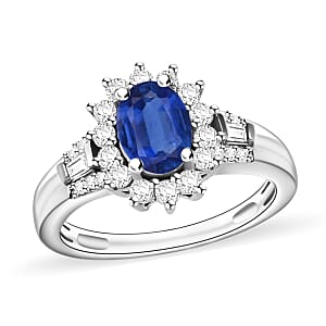 Luxoro Premium Kanchanaburi Blue Sapphire and G-H I1 Diamond 1.40 ctw Ring in 14K White Gold (Size 10.0)