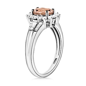 Luxoro Premium Pink Morganite and G-H I1 Diamond 1.20 ctw Ring in 14K White Gold (Size 10.0) (Del. in 10-12 Days)