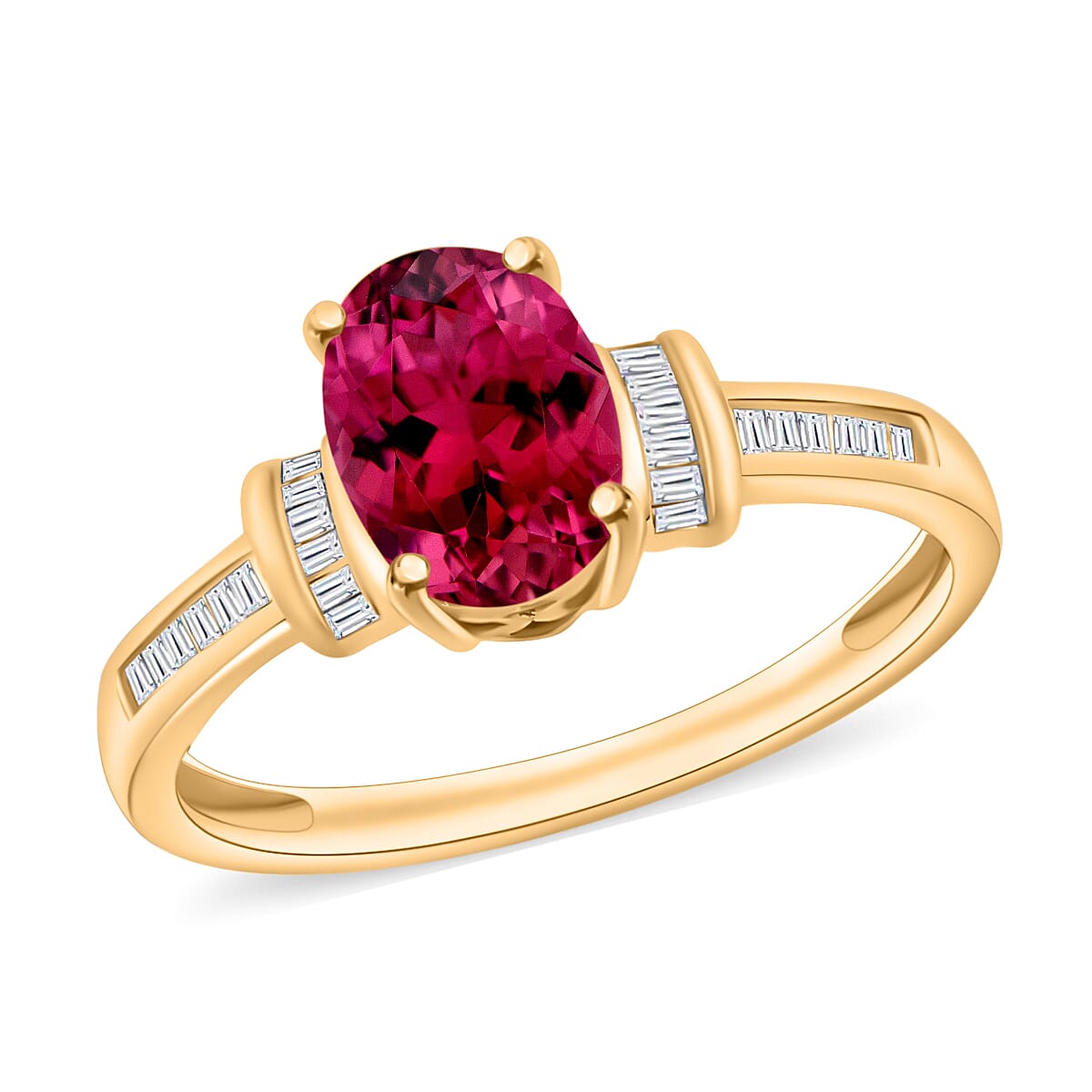 Iliana AAA Ouro Fino Rubellite and G-H SI Diamond 1.50 ctw Ring in 18K Yellow Gold (Size 8.5) image number 0