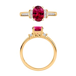 Iliana AAA Ouro Fino Rubellite and G-H SI Diamond 1.50 ctw Ring in 18K Yellow Gold (Size 8.5)