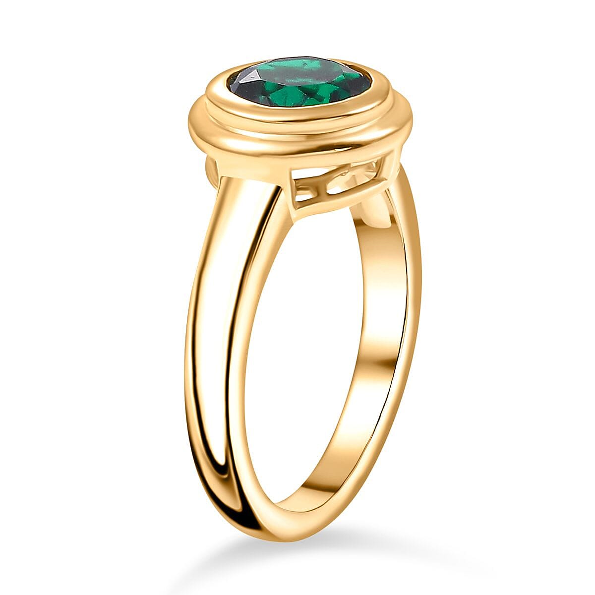 Lab Grown Emerald 1.15 ctw Ring in 18K Vermeil Yellow Gold Over Sterling Silver (Size 9.0) image number 4