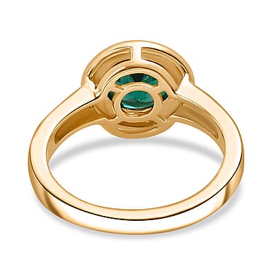 Lab Grown Emerald 1.15 ctw Ring in 18K Vermeil Yellow Gold Over Sterling Silver (Size 9.0)