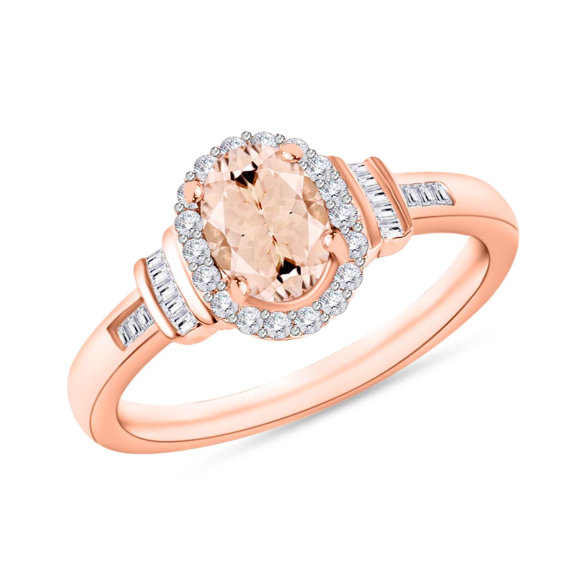 Premium Marropino Morganite and Diamond 1.85 ctw Ring in 18K Vermeil Rose Gold Over Sterling Silver (Size 10.0) image number 0