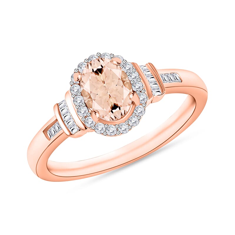 Premium Marropino Morganite and Diamond 1.85 ctw Ring in 18K Vermeil Rose Gold Over Sterling Silver (Size 10.0)