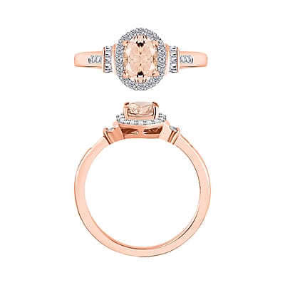 Premium Marropino Morganite and Diamond 1.85 ctw Ring in 18K Vermeil Rose Gold Over Sterling Silver (Size 10.0)