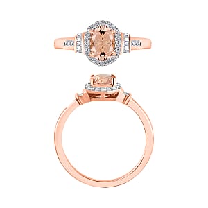 Pink Morganite and Diamond 1.19 ctw Ring in 18K Vermeil Rose Gold Over Sterling Silver (Size 10.0) (Del. in 10-12 Days)