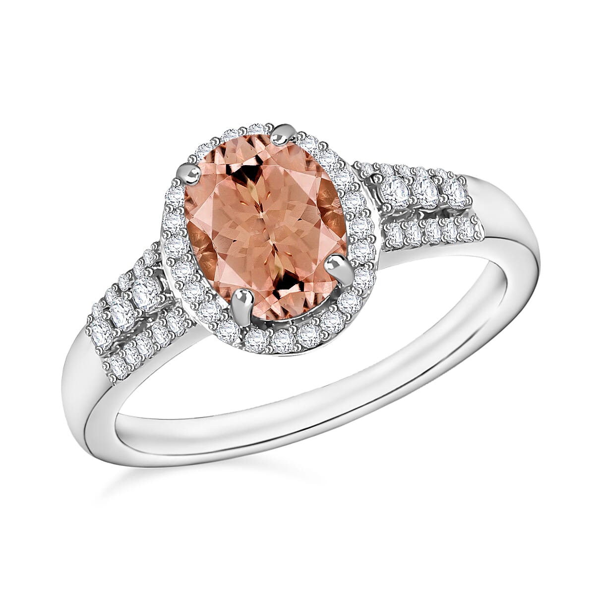 Rhapsody 950 Platinum AAAA Marropino Morganite and E-F VS2 Diamond 2.76 ctw Ring (Size 10) 2 image number 0