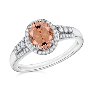 Rhapsody 950 Platinum AAAA Marropino Morganite and E-F VS2 Diamond 2.76 ctw Ring (Size 10) 2