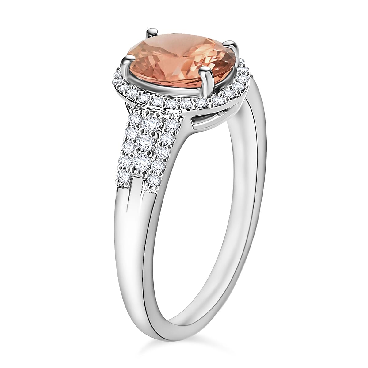 Rhapsody 950 Platinum AAAA Marropino Morganite and E-F VS2 Diamond 2.76 ctw Ring (Size 8.5) (Del. in 10-12 Days) image number 2