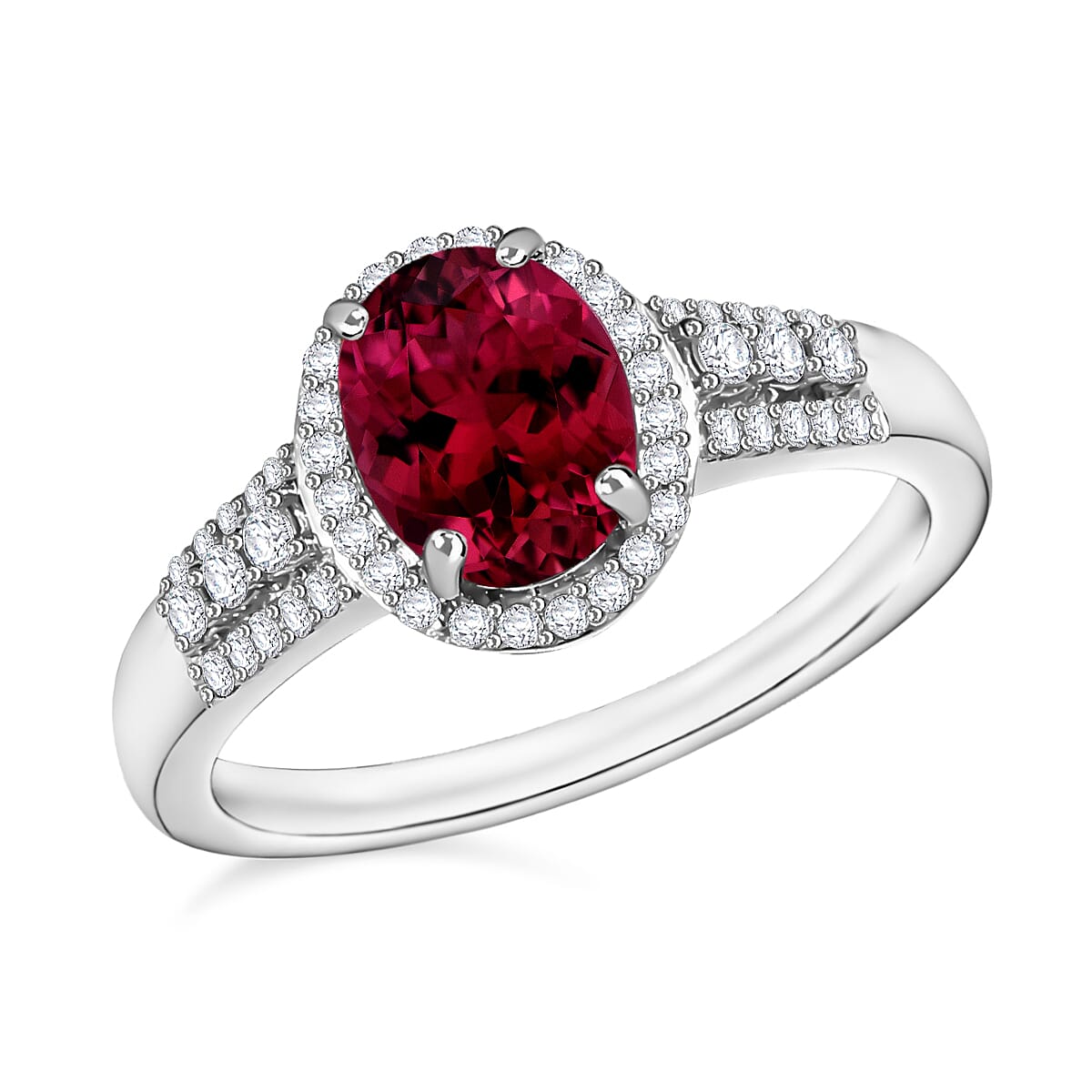 Rhapsody AAAA Ouro Fino Rubellite and E-F VS2 Diamond 2.76 ctw Ring in 950 Platinum (Size 10.0) image number 0