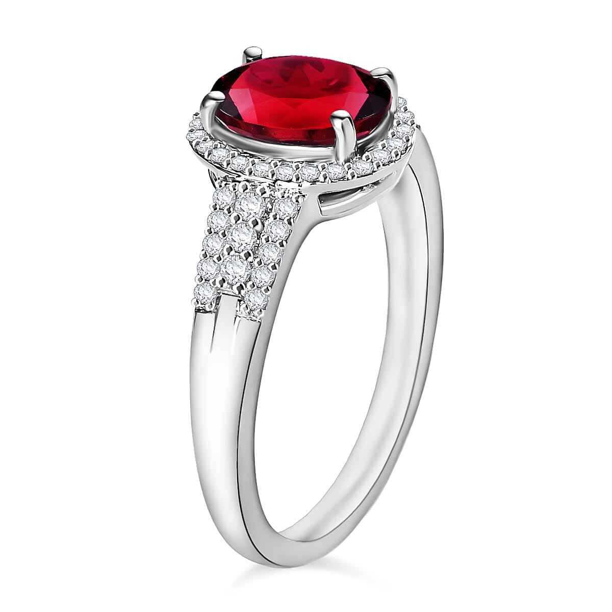 Rhapsody AAAA Ouro Fino Rubellite and E-F VS2 Diamond 2.76 ctw Ring in 950 Platinum (Size 8.0) (Del. in 10-12 Days) image number 2