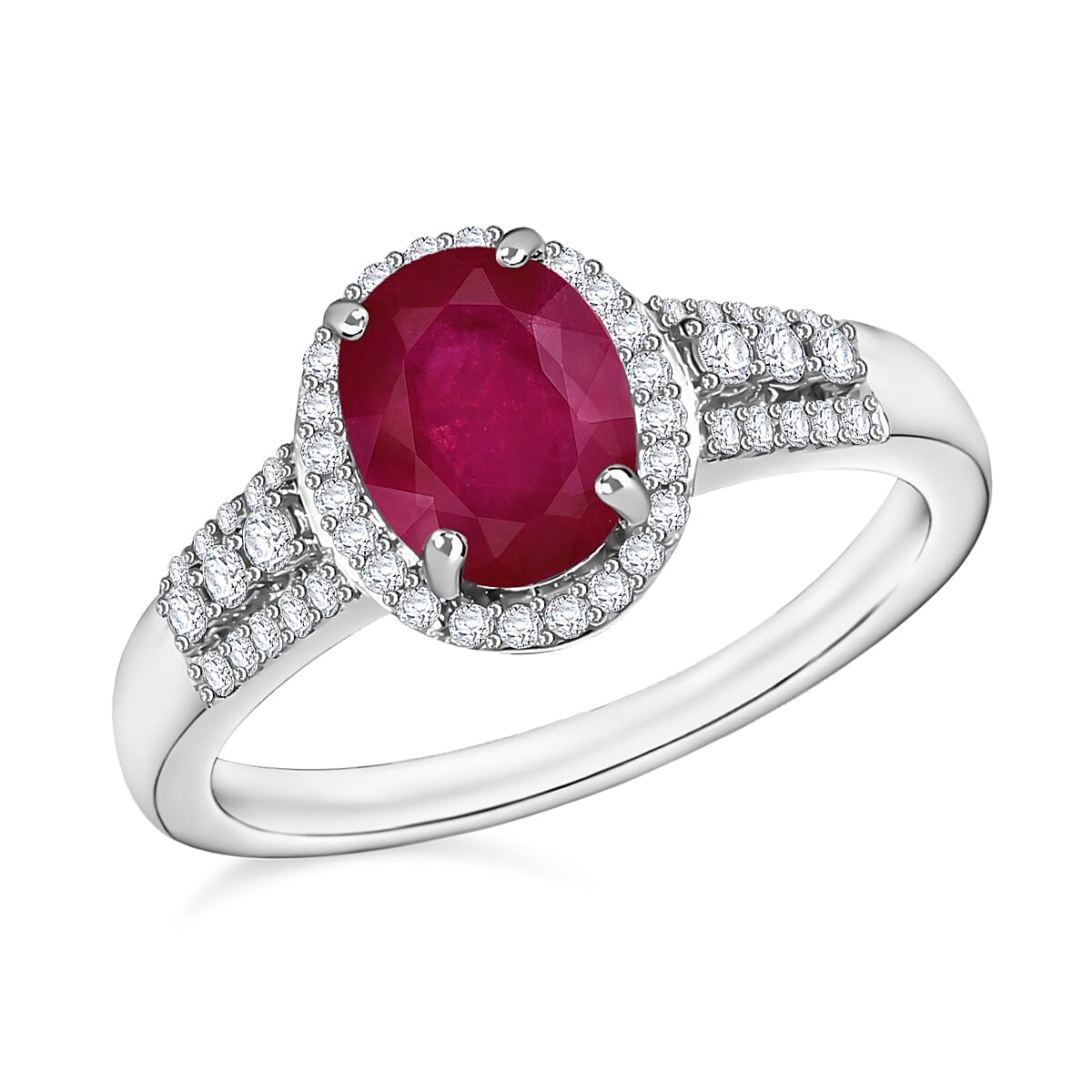 Rhapsody AAAA Mozambique Ruby and E-F VS2 Diamond 2.96 ctw Ring in 950 Platinum (Size 10) 2 image number 0