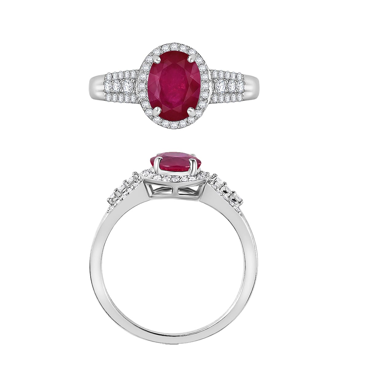 Rhapsody AAAA Mozambique Ruby and E-F VS2 Diamond 2.96 ctw Ring in 950 Platinum (Size 4.0) image number 3