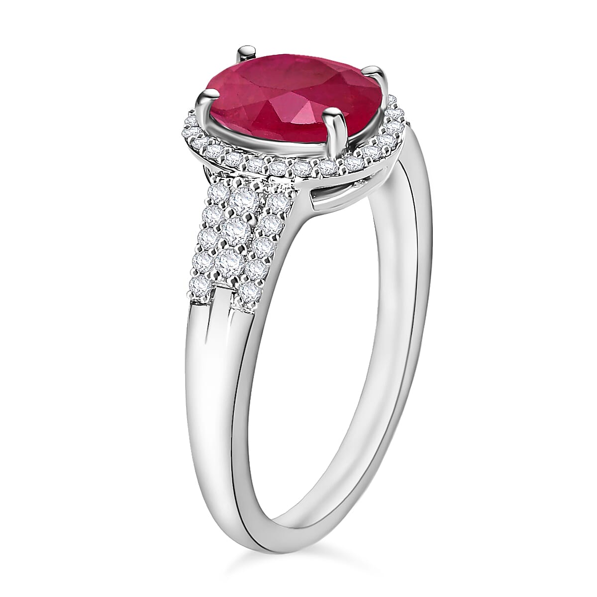 Rhapsody AAAA Mozambique Ruby and E-F VS2 Diamond 2.96 ctw Ring in 950 Platinum (Size 9.5) image number 2