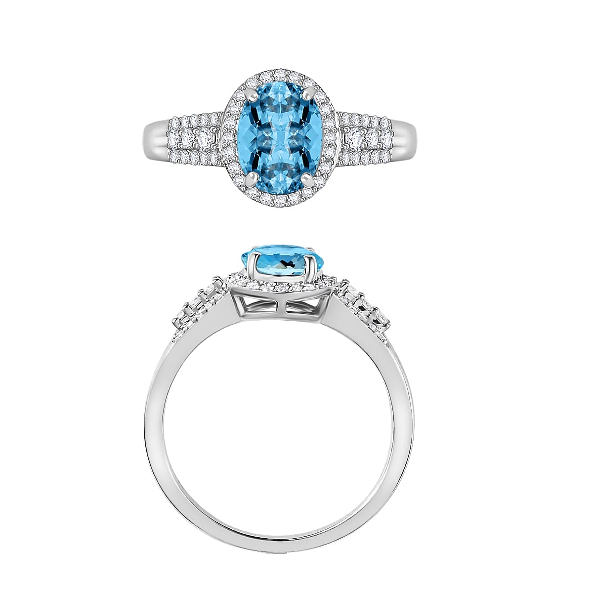 Rhapsody AAAA Santa Maria Aquamarine and E-F VS2 Diamond 2.16 ctw Ring in 950 Platinum (Size 5.0) (Del. in 10-12 Days) image number 3