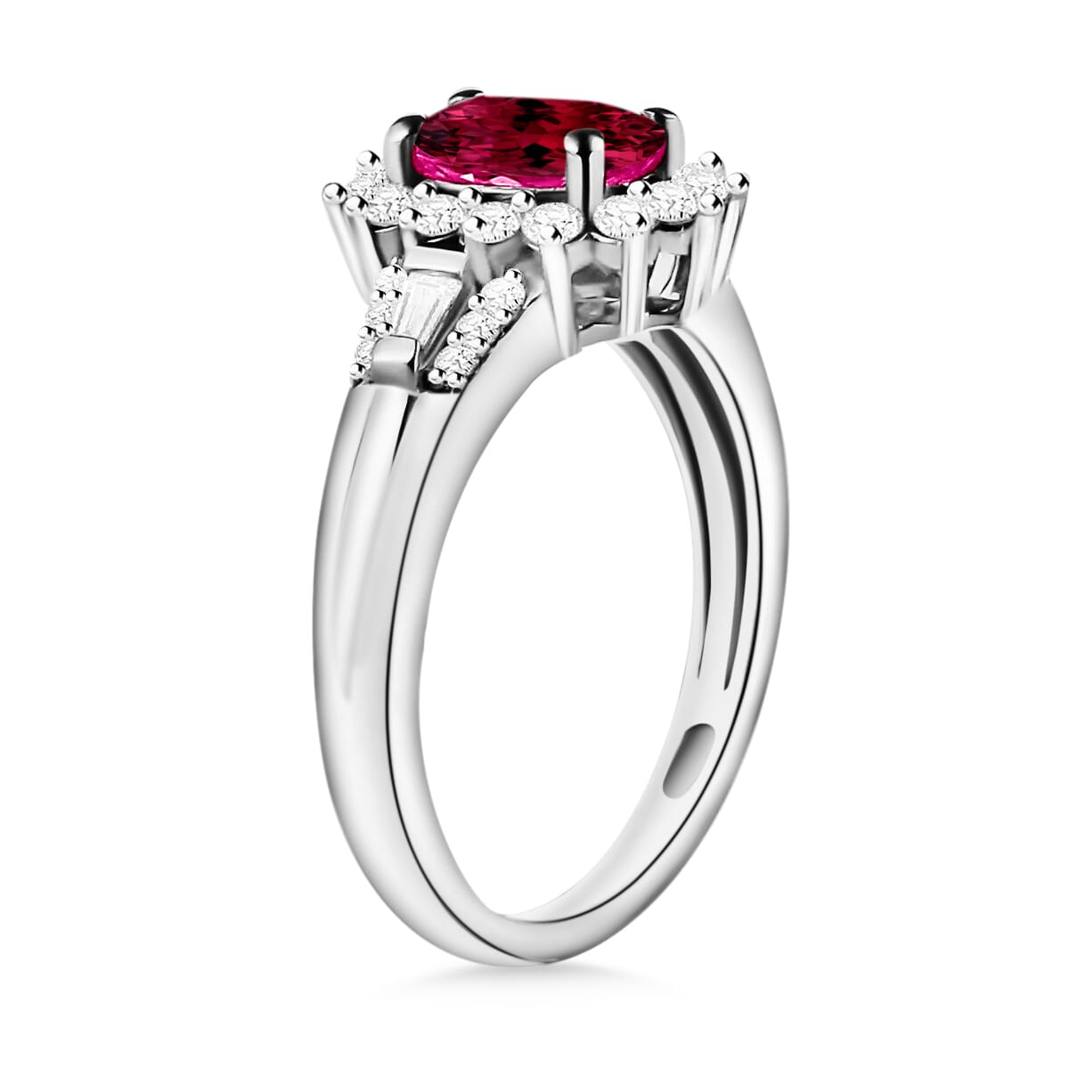 Rhapsody AAAA Ouro Fino Rubellite and E-F VS2 Diamond 1.20 ctw Ring in 950 Platinum (Size 10.0) 5.50 Grams image number 2
