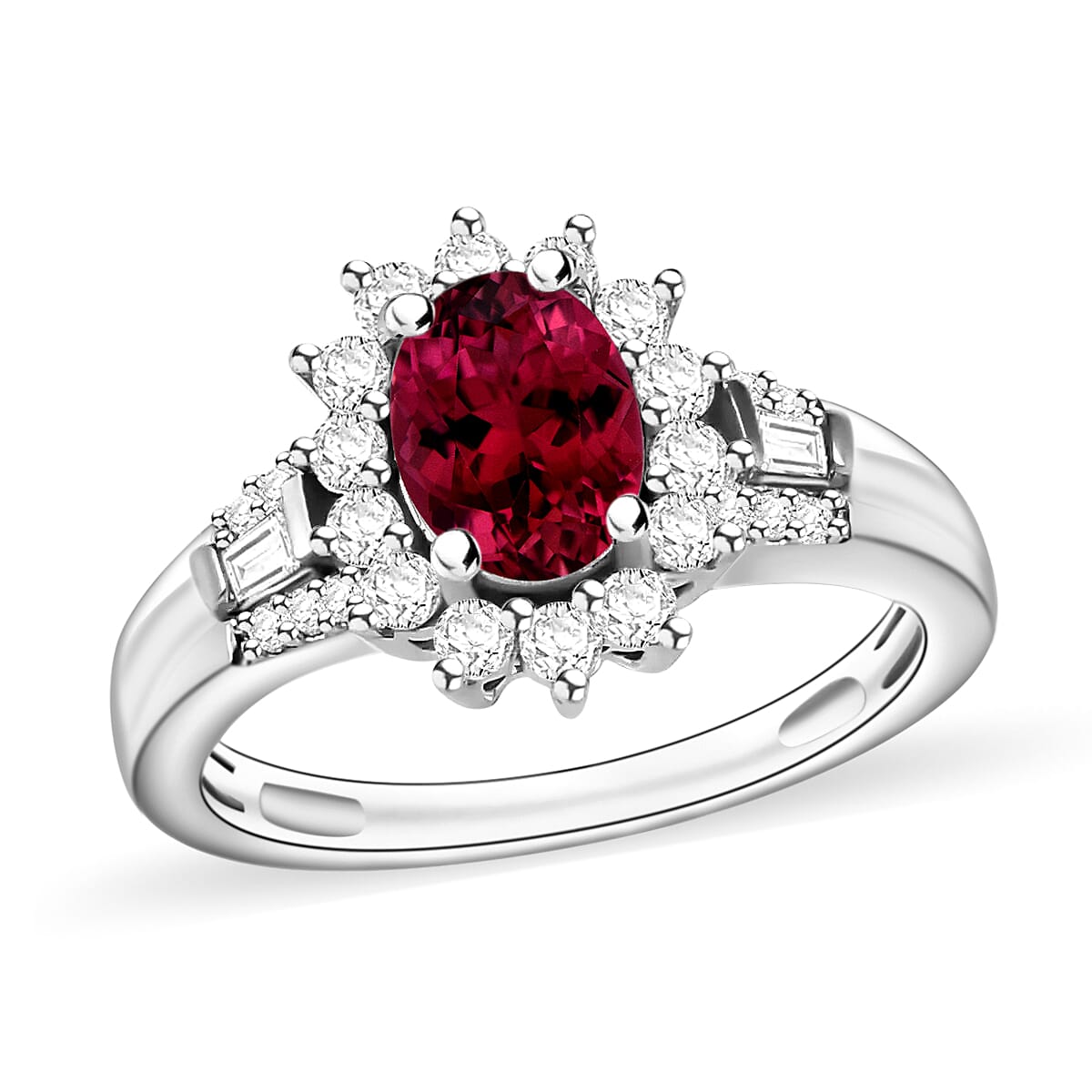 Rhapsody AAAA Ouro Fino Rubellite and E-F VS2 Diamond 1.20 ctw Ring in 950 Platinum (Size 11.0) 5.50 Grams (Del. in 10-12 Days) image number 0