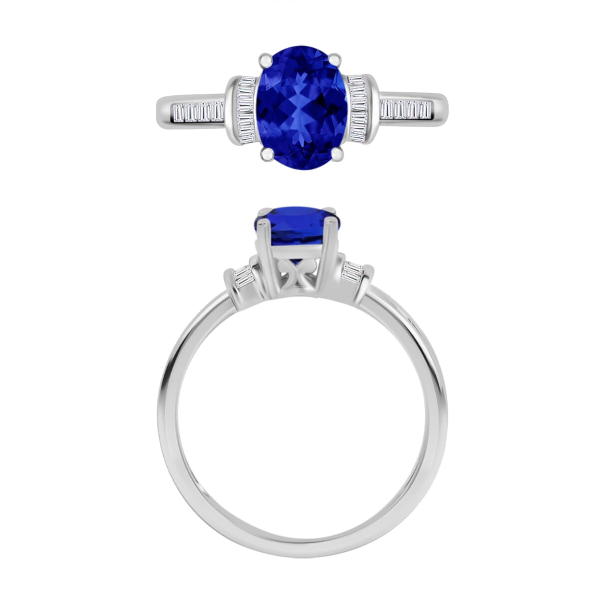 Rhapsody AAAA Tanzanite and E-F VS2 Diamond 1.50 ctw Ring in 950 Platinum (Size 10.0) 5.45 Grams image number 3