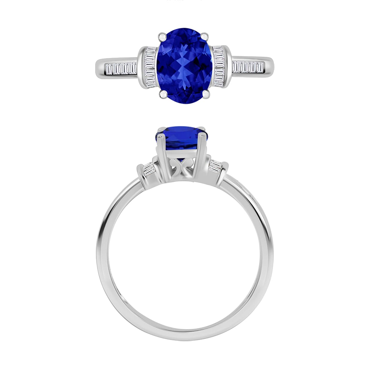 Rhapsody AAAA Tanzanite and E-F VS2 Diamond 1.50 ctw Ring in 950 Platinum (Size 5.5) 5.45 Grams (Del. in 10-12 Days) image number 3