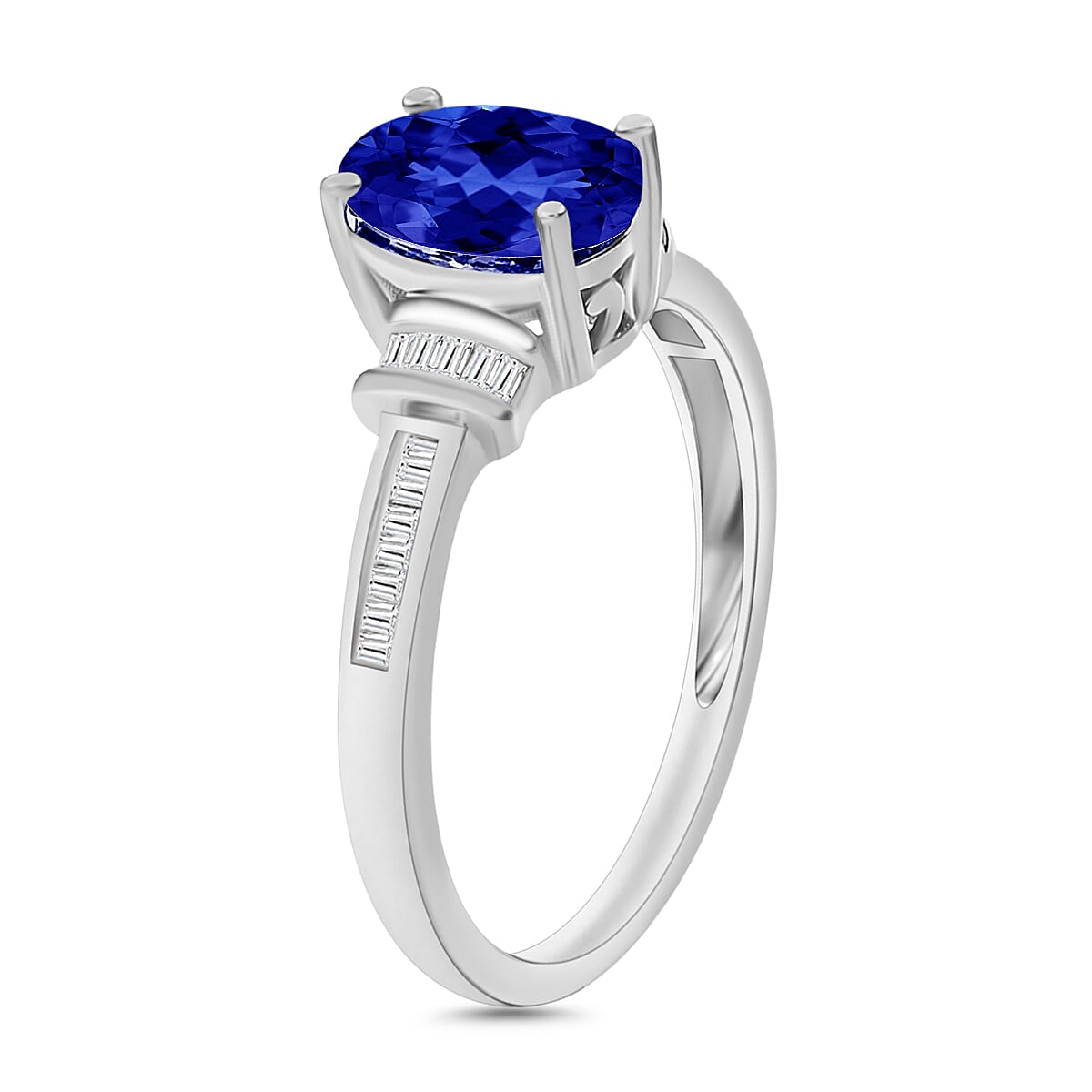 Rhapsody AAAA Tanzanite and E-F VS2 Diamond 1.50 ctw Ring in 950 Platinum (Size 6.5) 5.45 Grams (Del. in 10-12 Days) image number 2