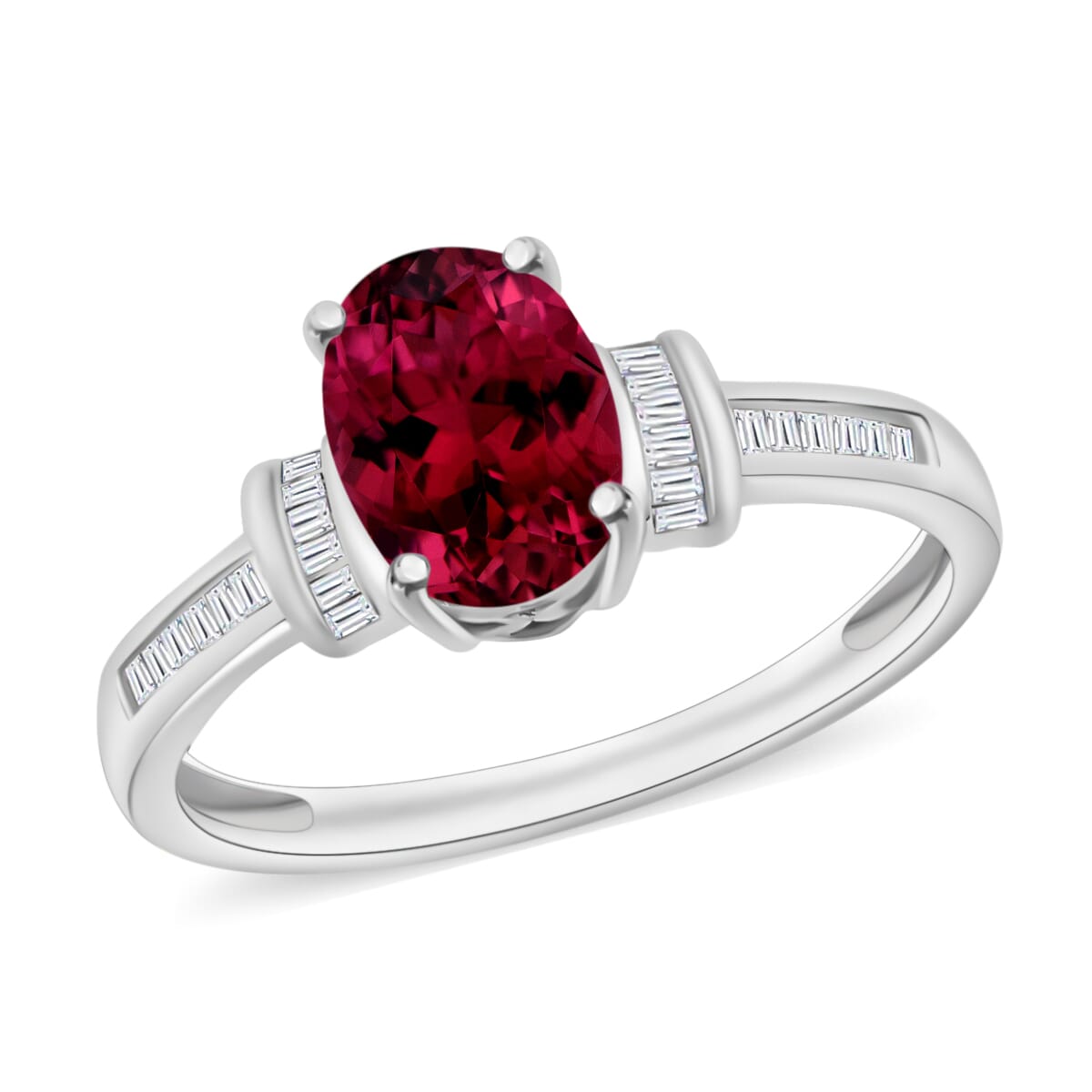 Rhapsody AAAA Ouro Fino Rubellite and E-F VS2 Diamond 1.50 ctw Ring in 950 Platinum (Size 10.0) 5.45 Grams image number 0