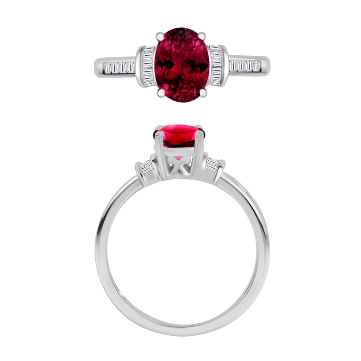 Rhapsody AAAA Ouro Fino Rubellite and E-F VS2 Diamond 1.50 ctw Ring in 950 Platinum (Size 10.0) 5.45 Grams image number 3