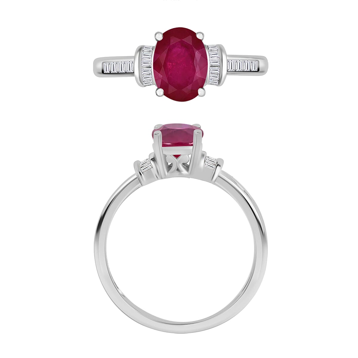 Rhapsody AAAA Mozambique Ruby and E-F VS2 Diamond 1.75 ctw Ring in 950 Platinum (Size 10.0) 5.45 Grams image number 3