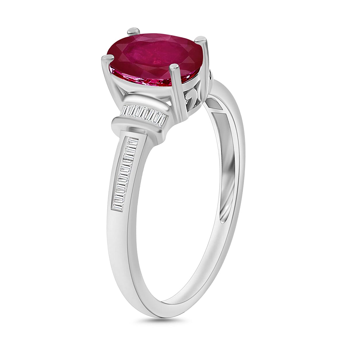 Rhapsody AAAA Mozambique Ruby and E-F VS2 Diamond 1.75 ctw Ring in 950 Platinum (Size 11.5) 5.45 Grams (Del. in 10-12 Days) image number 2