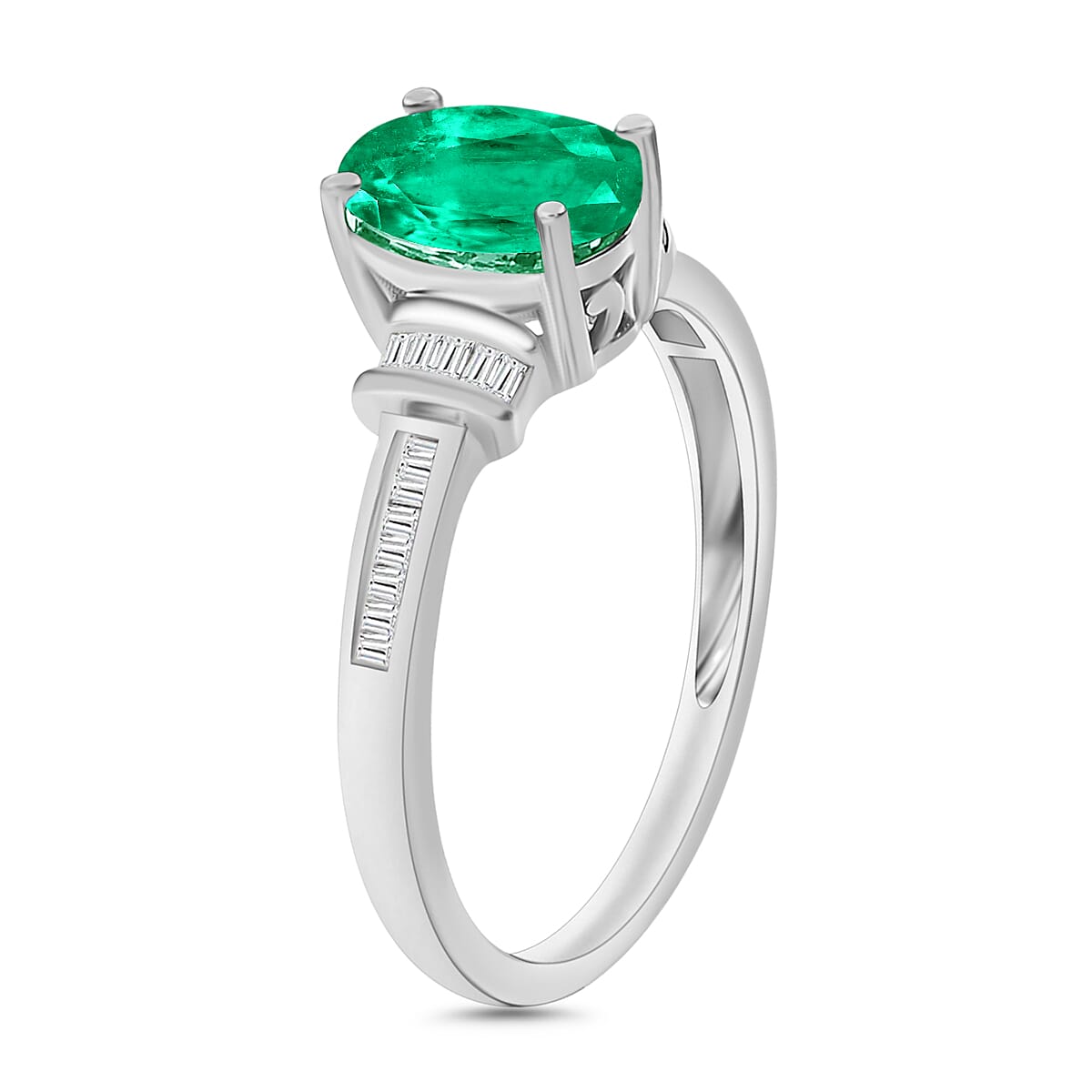 Rhapsody AAAA Kagem Zambian Emerald and E-F VS2 Diamond 1.35 ctw Ring in 950 Platinum (Size 4.0) 5.45 Grams (Del. in 10-12 Days) image number 2