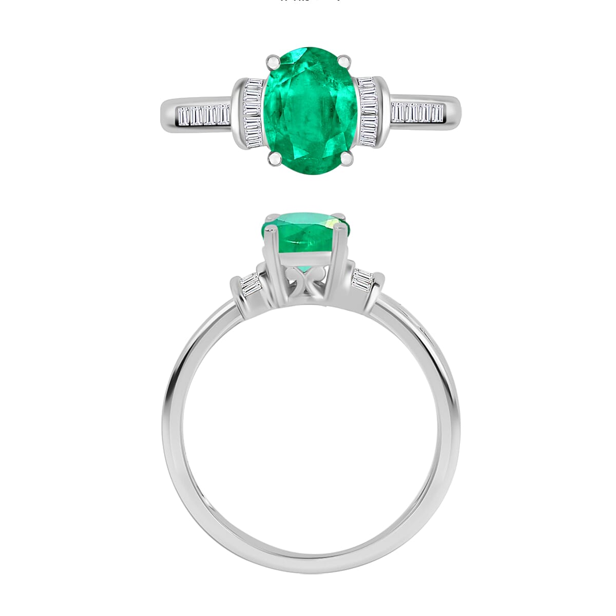 Rhapsody AAAA Kagem Zambian Emerald and E-F VS2 Diamond 1.35 ctw Ring in 950 Platinum (Size 8.5) 5.45 Grams (Del. in 10-12 Days) image number 3