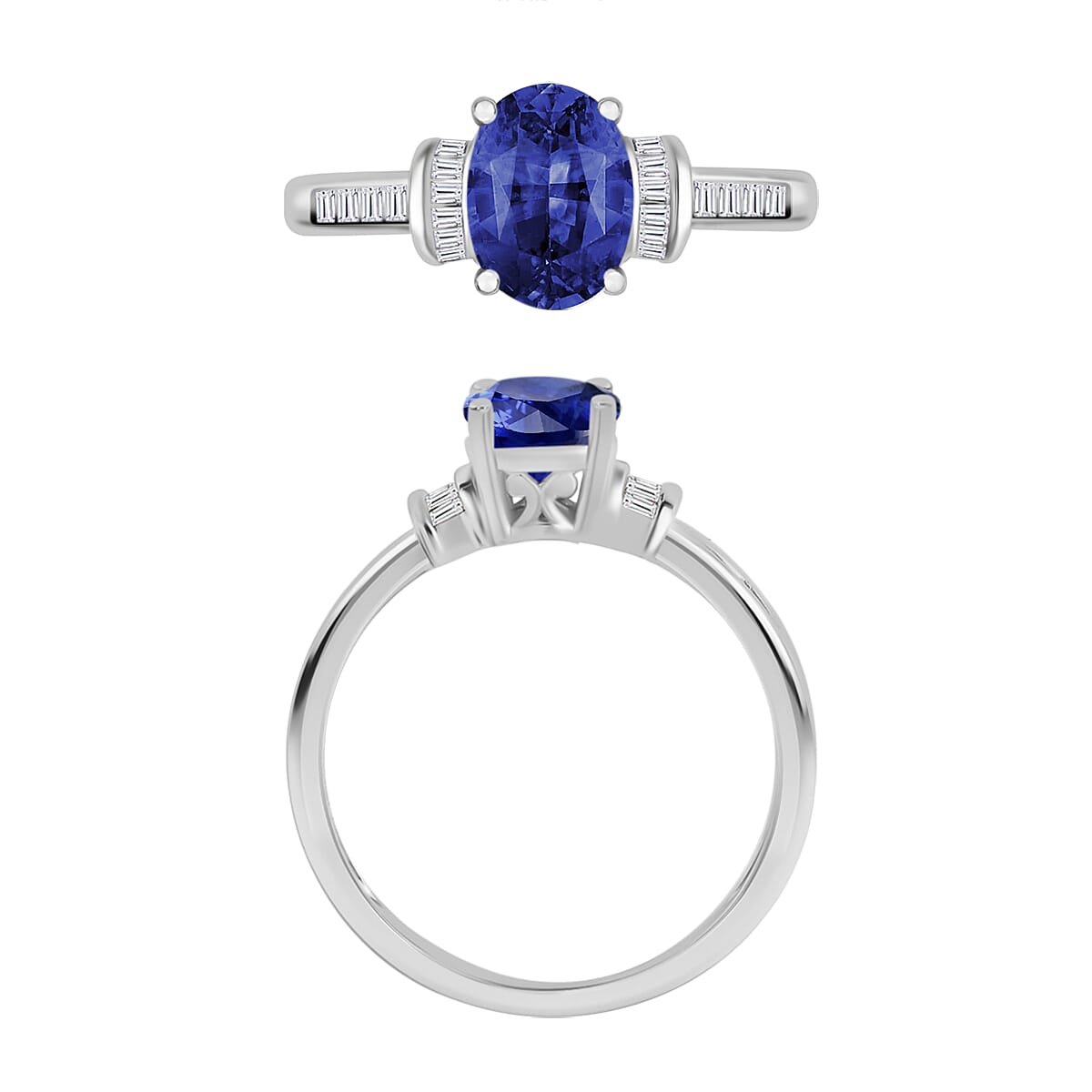 Rhapsody AAAA Ceylon Blue Sapphire and E-F VS2 Diamond 1.50 ctw Ring in 950 Platinum (Size 11.0) 5.45 Grams (Del. in 10-12 Days) image number 3