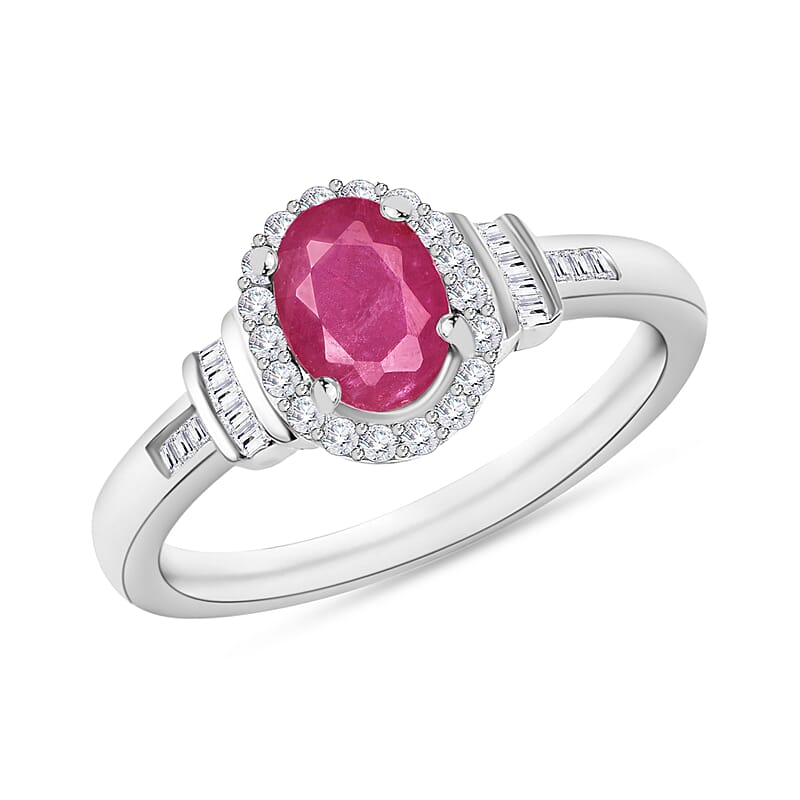 Luxoro Premium Mozambique Ruby and G-H I1 Diamond 1.30 ctw Ring in 14K White Gold (Size 6.0)