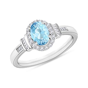 Luxoro Premium Mangoro Aquamarine and G-H I1 Diamond 1.04 ctw Ring in 14K White Gold (Size 10.0)