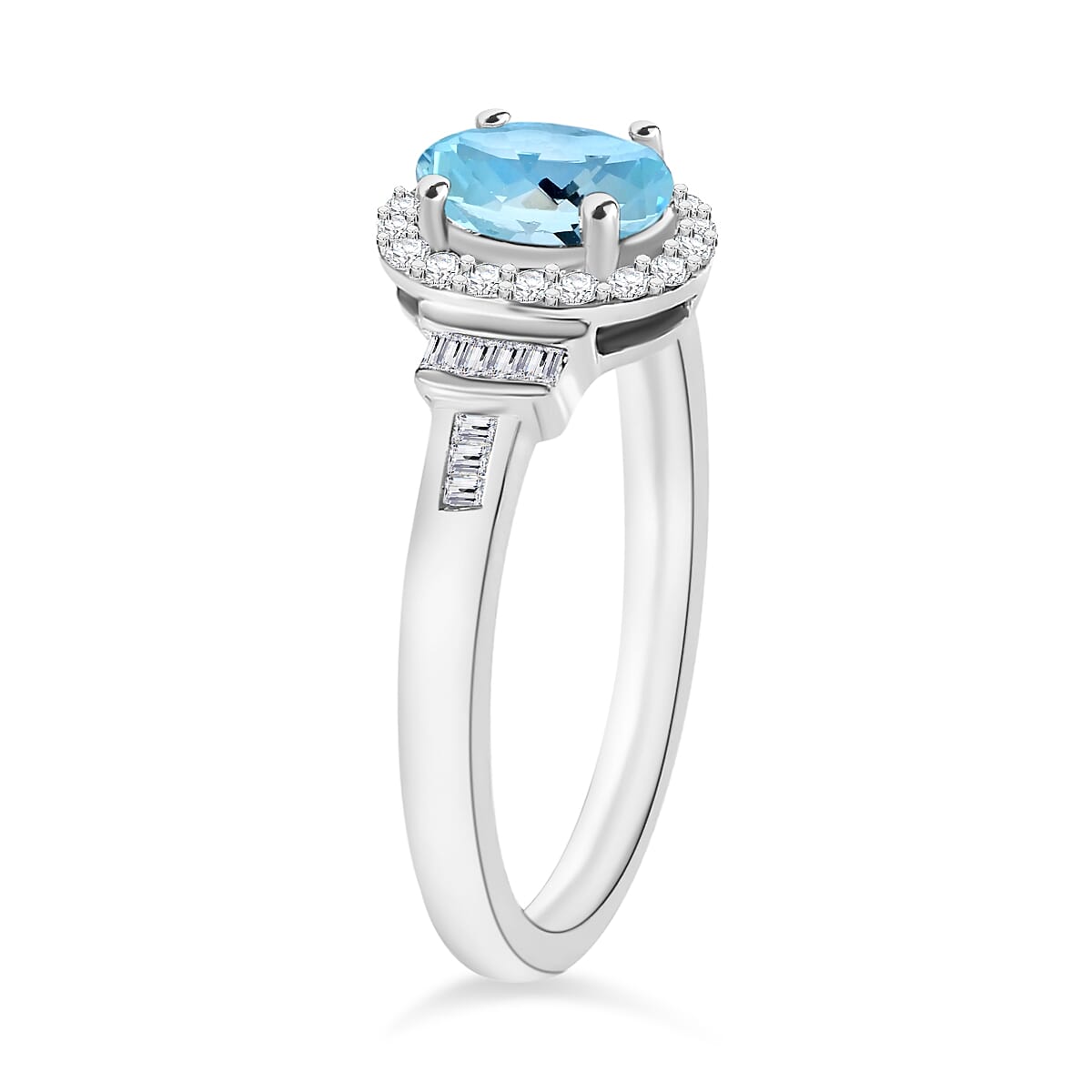 Luxoro Premium Mangoro Aquamarine and G-H I1 Diamond 1.04 ctw Ring in 14K White Gold (Size 10.0) image number 2
