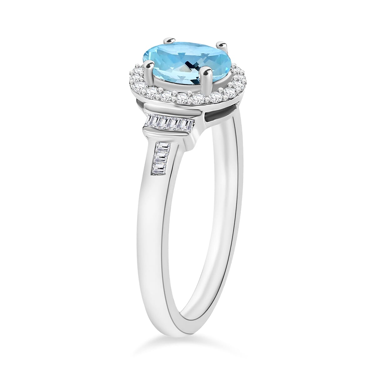 Luxoro Premium Mangoro Aquamarine and G-H I1 Diamond 1.04 ctw Ring in 14K White Gold (Size 11.0) (Del. in 10-12 Days) image number 2