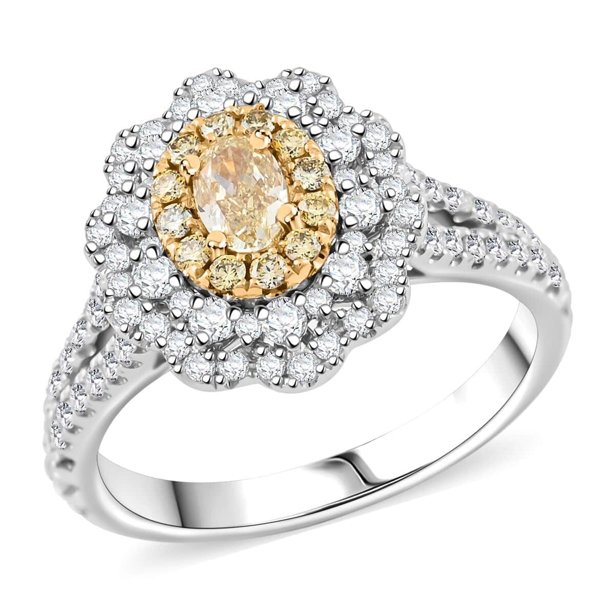 Modani Natural Yellow and White Diamond SI 1.25 ctw Ring in 14K White Gold (Size 10.0) (Del. in 10-12 Days) image number 0