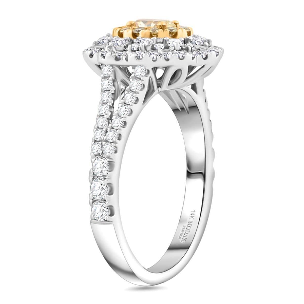 Modani Natural Yellow and White Diamond SI 1.25 ctw Ring in 14K White Gold (Size 10.0) (Del. in 10-12 Days) image number 3