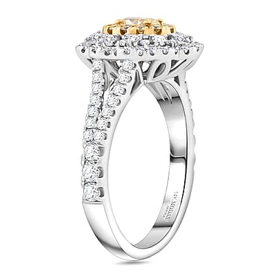 Modani Natural Yellow and White Diamond SI 1.25 ctw Ring in 14K White Gold (Size 10.0) (Del. in 10-12 Days)