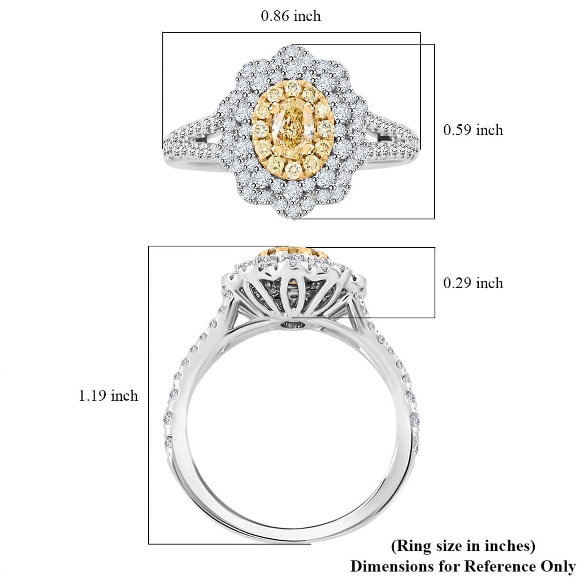 Modani Natural Yellow and White Diamond SI 1.25 ctw Ring in 14K White Gold (Size 10.0) (Del. in 10-12 Days) image number 5