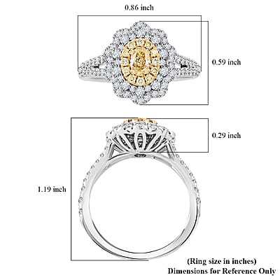 Modani Natural Yellow and White Diamond SI 1.25 ctw Ring in 14K White Gold (Size 10.0) (Del. in 10-12 Days)