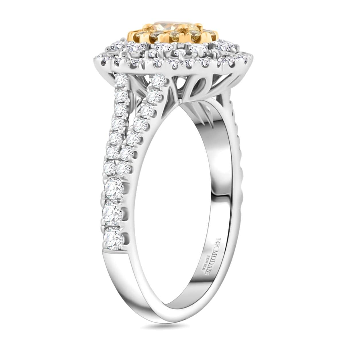 Modani Natural Yellow and White Diamond SI 1.25 ctw Ring in 14K White Gold (Size 8.0) (Del. in 10-12 Days) image number 3