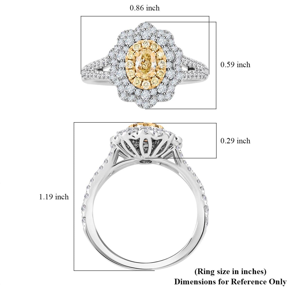 Modani Natural Yellow and White Diamond SI 1.25 ctw Ring in 14K White Gold (Size 8.0) (Del. in 10-12 Days) image number 5