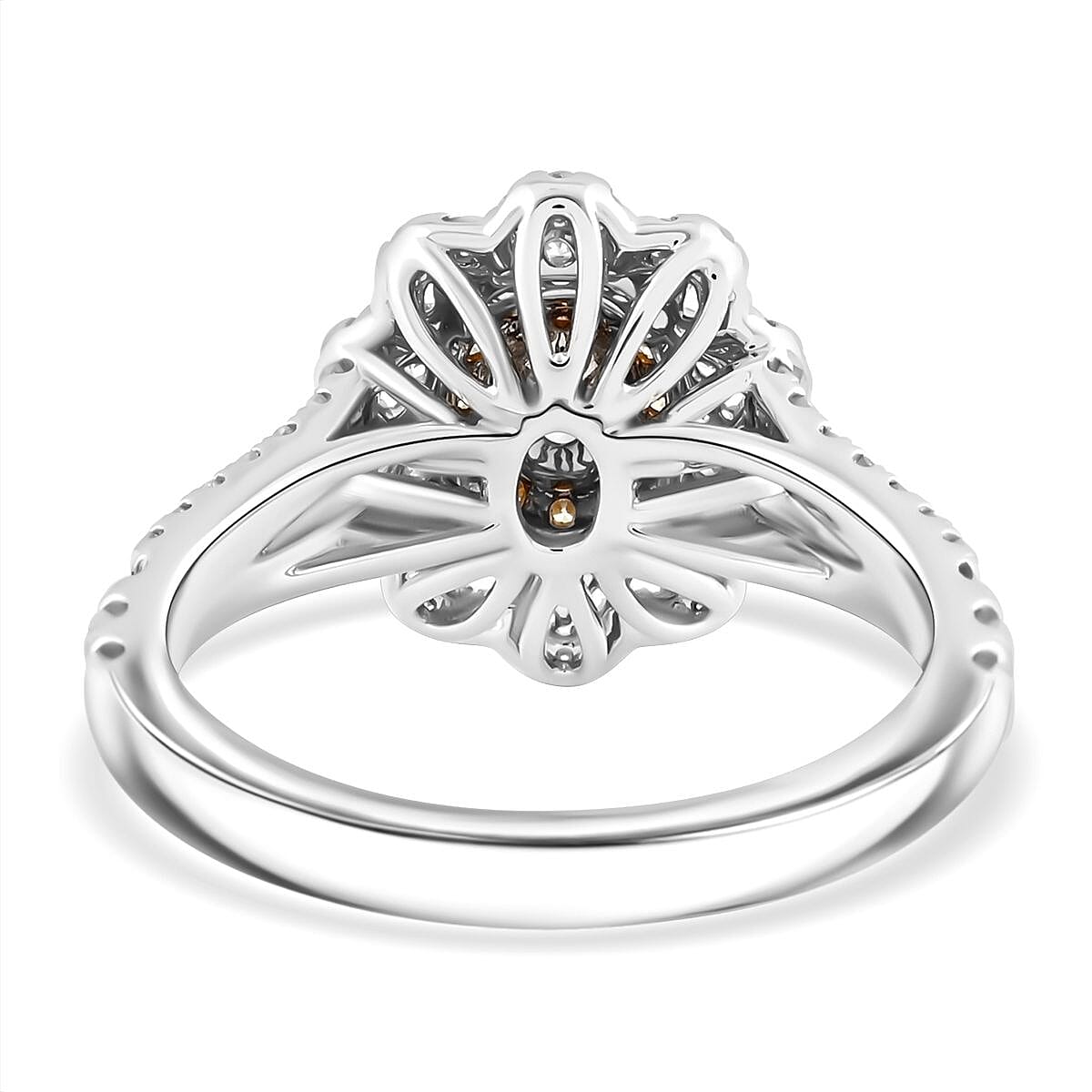 Modani 14K White Gold Natural Yellow and White Diamond (SI) Ring (Size 8.5) (4 g) 1.25 ctw image number 4