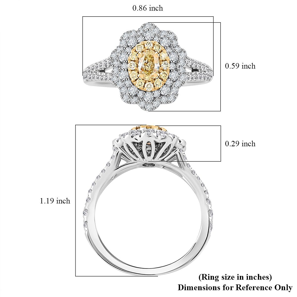Modani 14K White Gold Natural Yellow and White Diamond (SI) Ring (Size 8.5) (4 g) 1.25 ctw image number 5