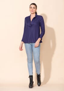 Tamsy Navy Rayon Moss Top -M