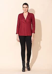 Tamsy Red Rayon Moss Top -M